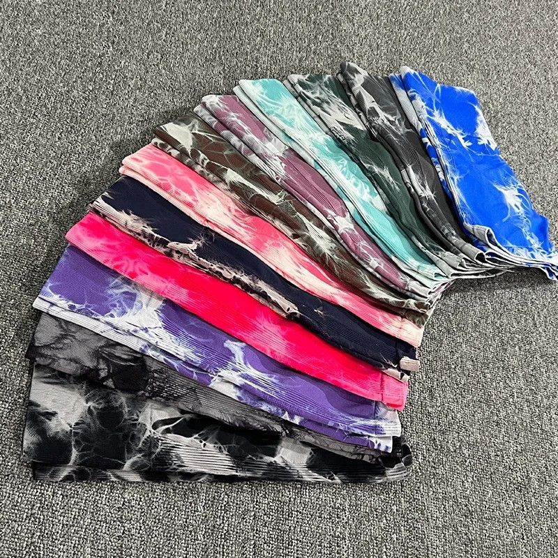 Nuovi pantaloncini da motociclista tie-dye a 70 colori Pantaloncini da yoga attillati da palestra estivi sottili03