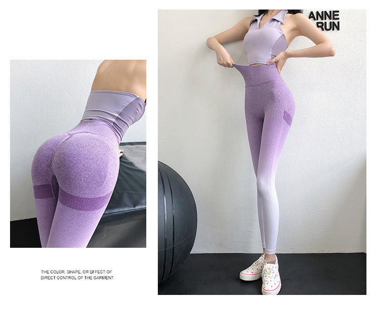 Ombre Seamless Ribbed Leggings Pouse moute Fitness Yoga Pants02