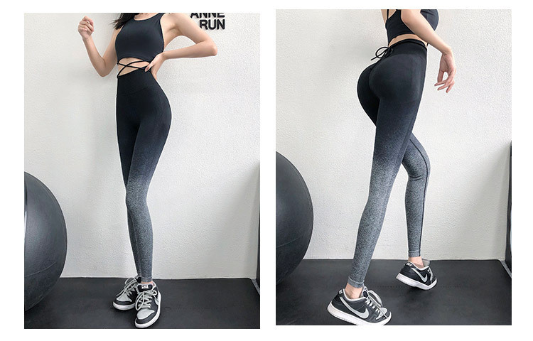 Bezszwowe legginsy ze ściągaczem Ombre Push Up Fitness Joga Spodnie03