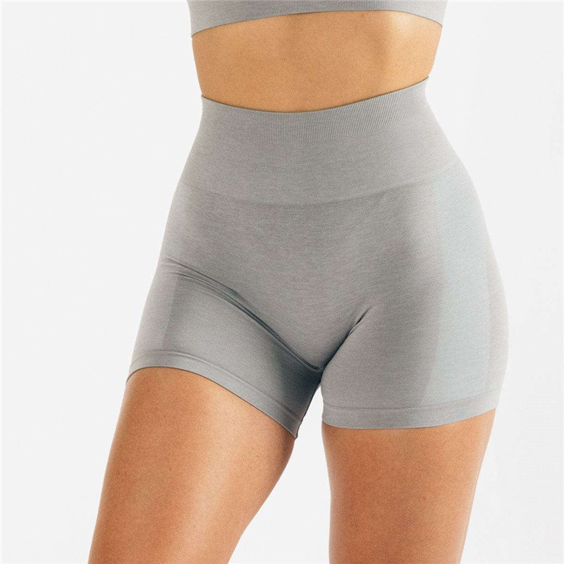Dames-Hoge Kwaliteit-Scrunch-Shorts-Medium-Grijs-Naadloos-Amplify-Running-Yoga-Biker-Shorts1