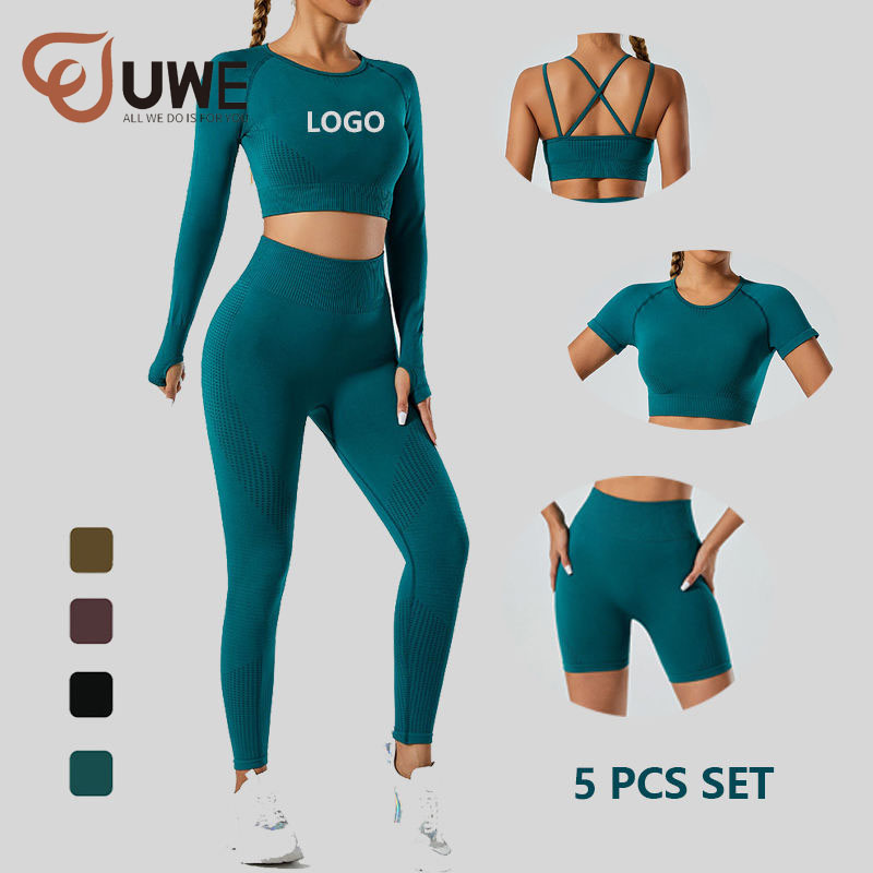 Yoga Set Cross Back Sport Bra Gym Crop Tops High Waist Shorts Leggings