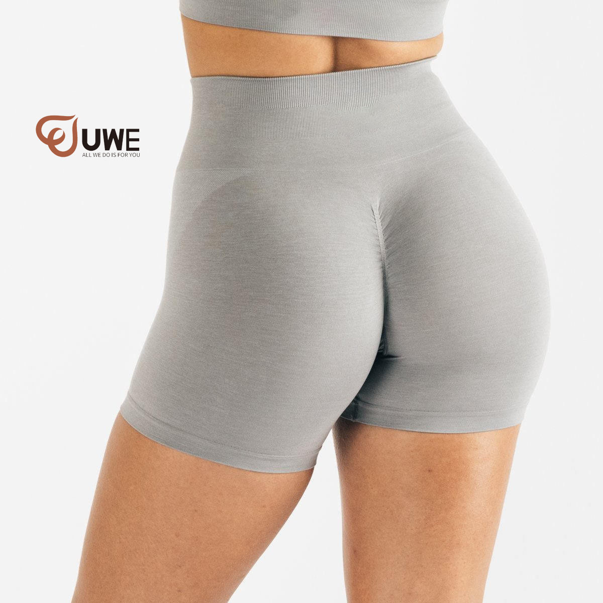 Yoga Biker Shorts High Quality Medium Grey Seamless Amplify Running Scrunch Shorts（286）