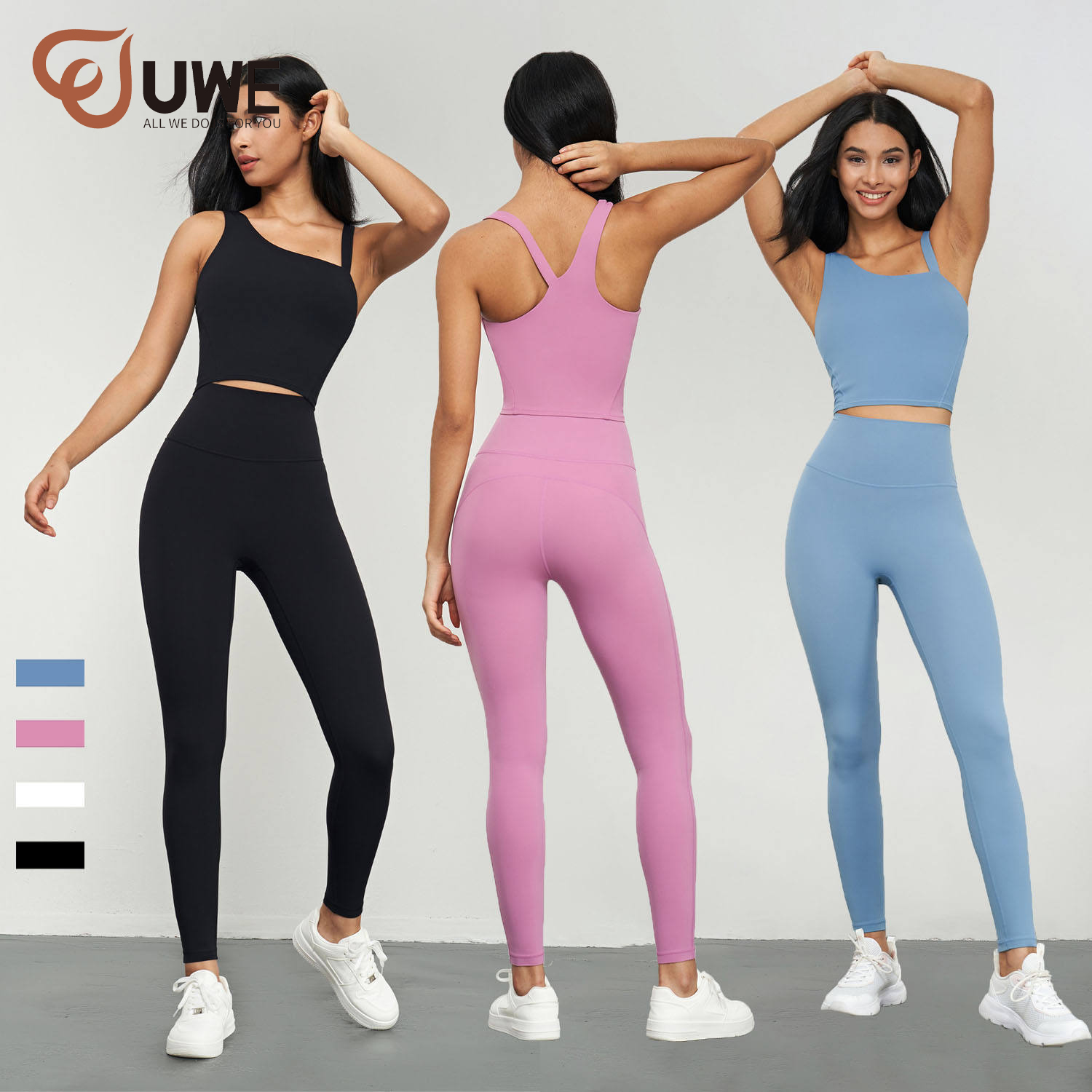 Yoga Set Irregular Shoulder Strap Tank Tops High Waist Leggings