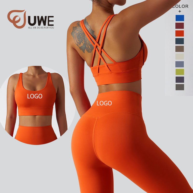 Yoga Set 22 Colors Seamless Leggings Cross Strappy Bra Fitness Suit（227）