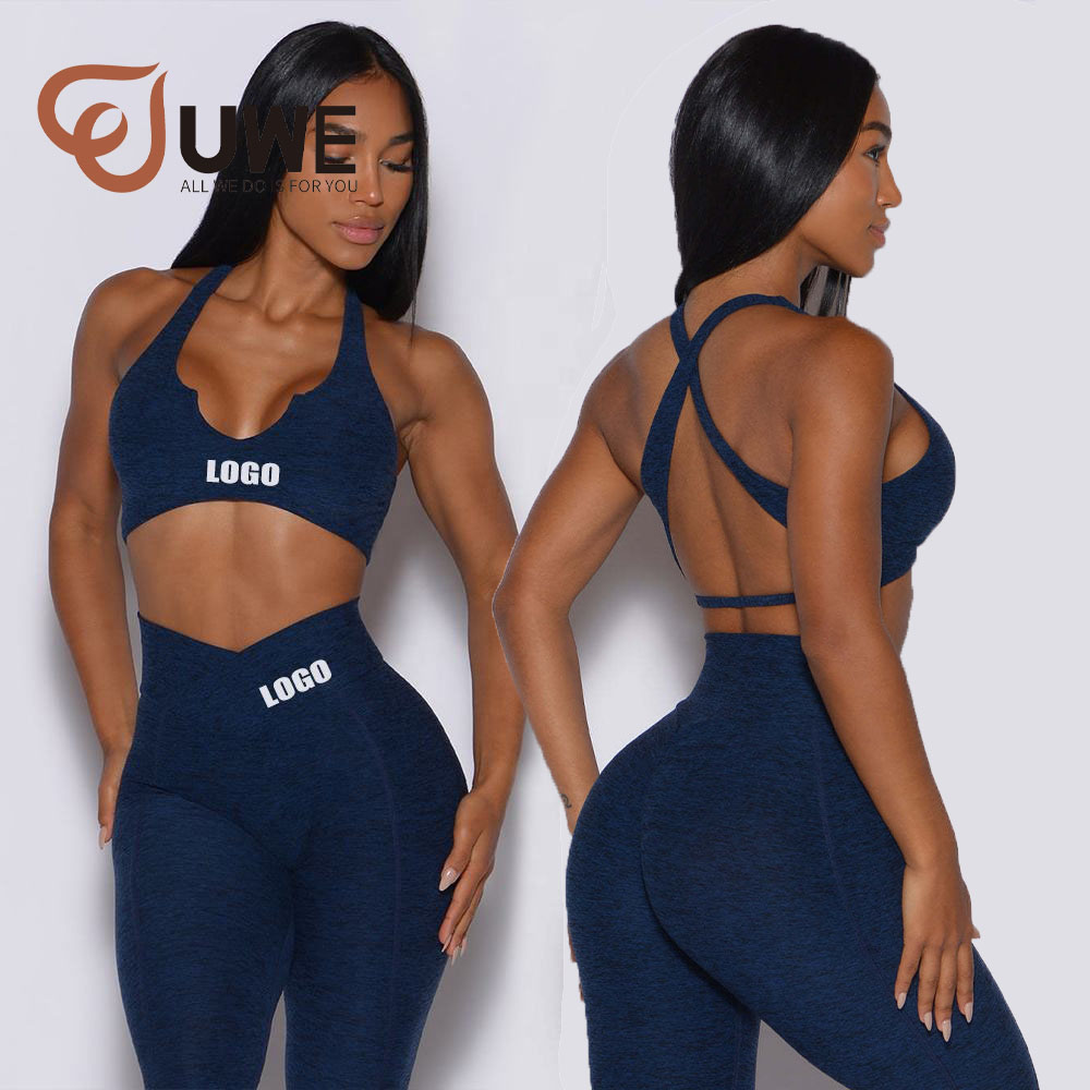 Yoga Sets Hot Sale U Neck Ribbed Workout V Waist Leggings（436）