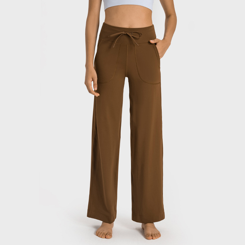 Yoga Pants Drawstring Design Flared Pants With Pocket（596）