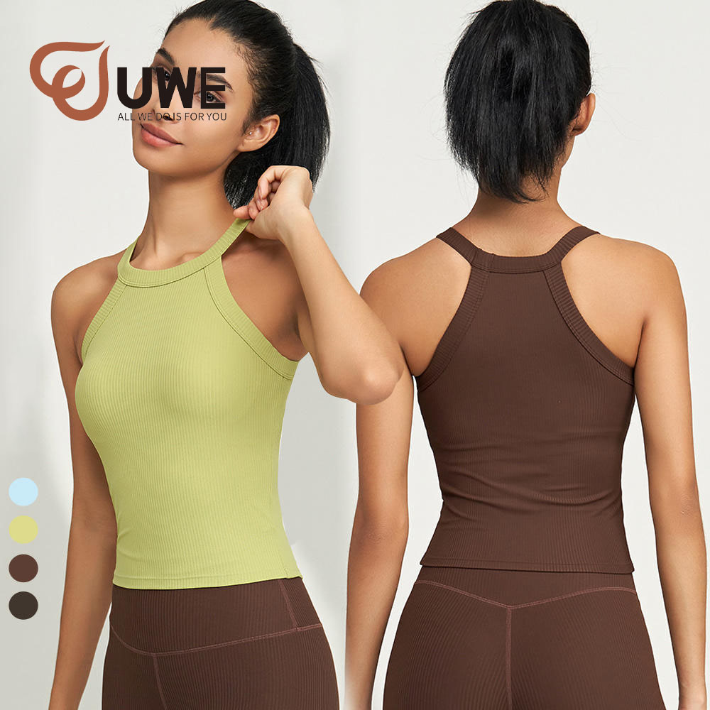 Yoga Tank Top Ribbed Fitness Workout Gym Singlets Top