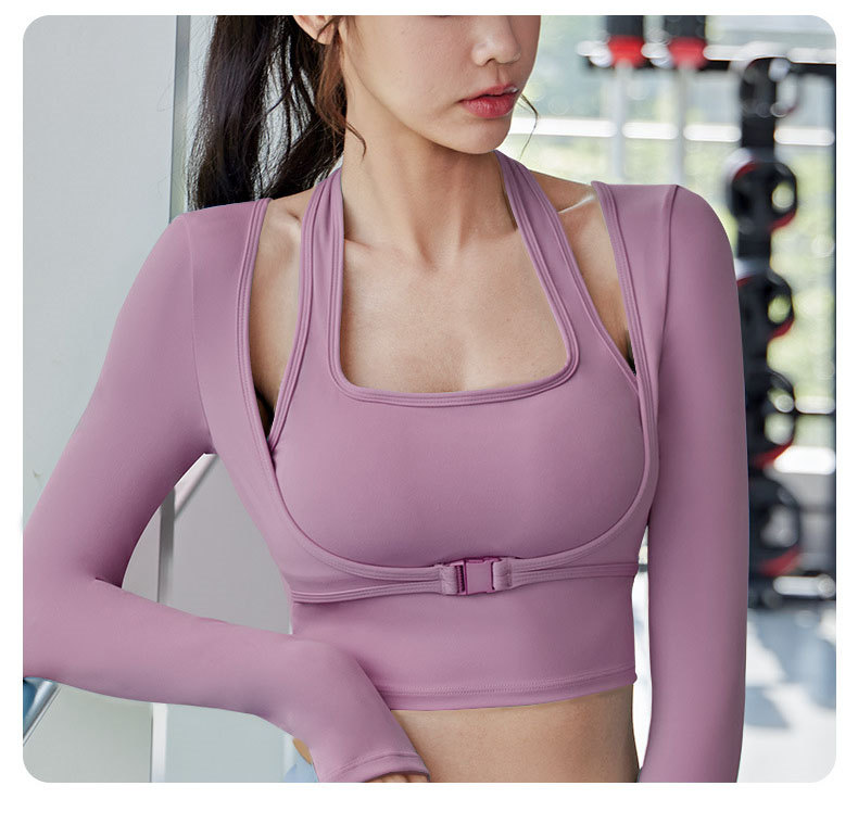 Hang Neck Slimming Shockproof Seamless Outside Wear Fitness Sports Yoga Top2
