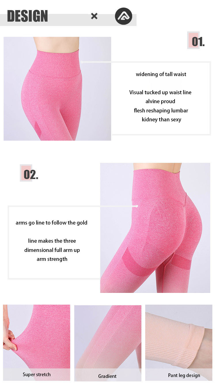 Ombre Seamless Ribbed Leggings Push Up Fitness Yoga Pants01