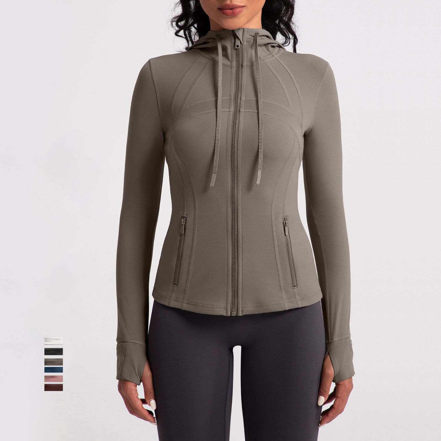 Lulu Yoga Jackets Slim Zip Up Elastic Fitness Long Sleeves Top （199）