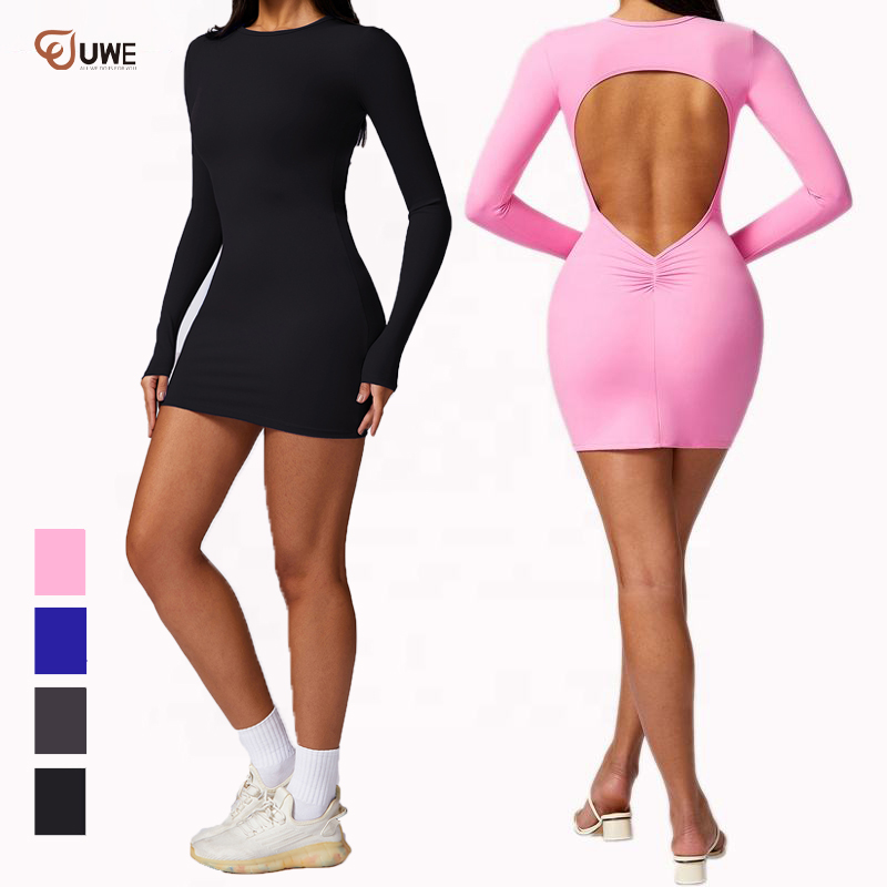 Yoga Jumpsuit Package Hip Dress Tennis Skirts Backless Bodysuit(398)