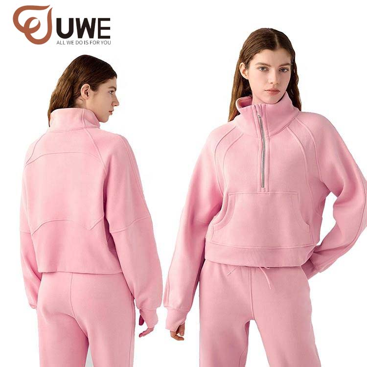 yoga jackets with pockets warm fleece half zipper top