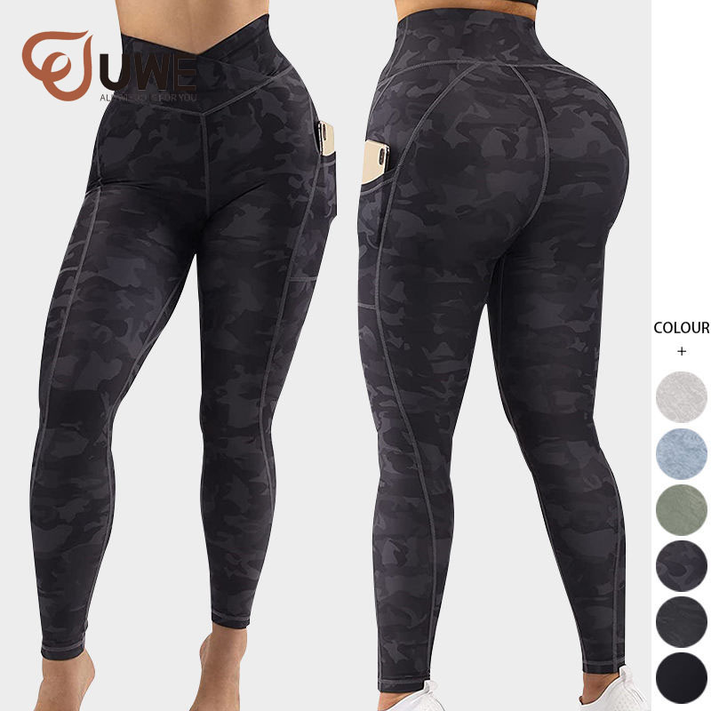 Yoga Leggings Custom V Shaped Cut Waist Camo Printed Pants（131）