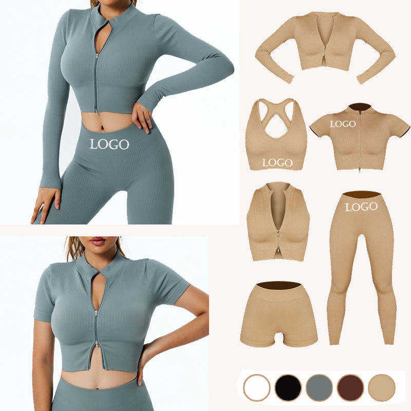 Yoga Set Women Ribbed Seamless Sportswear Fitness Wear（307）