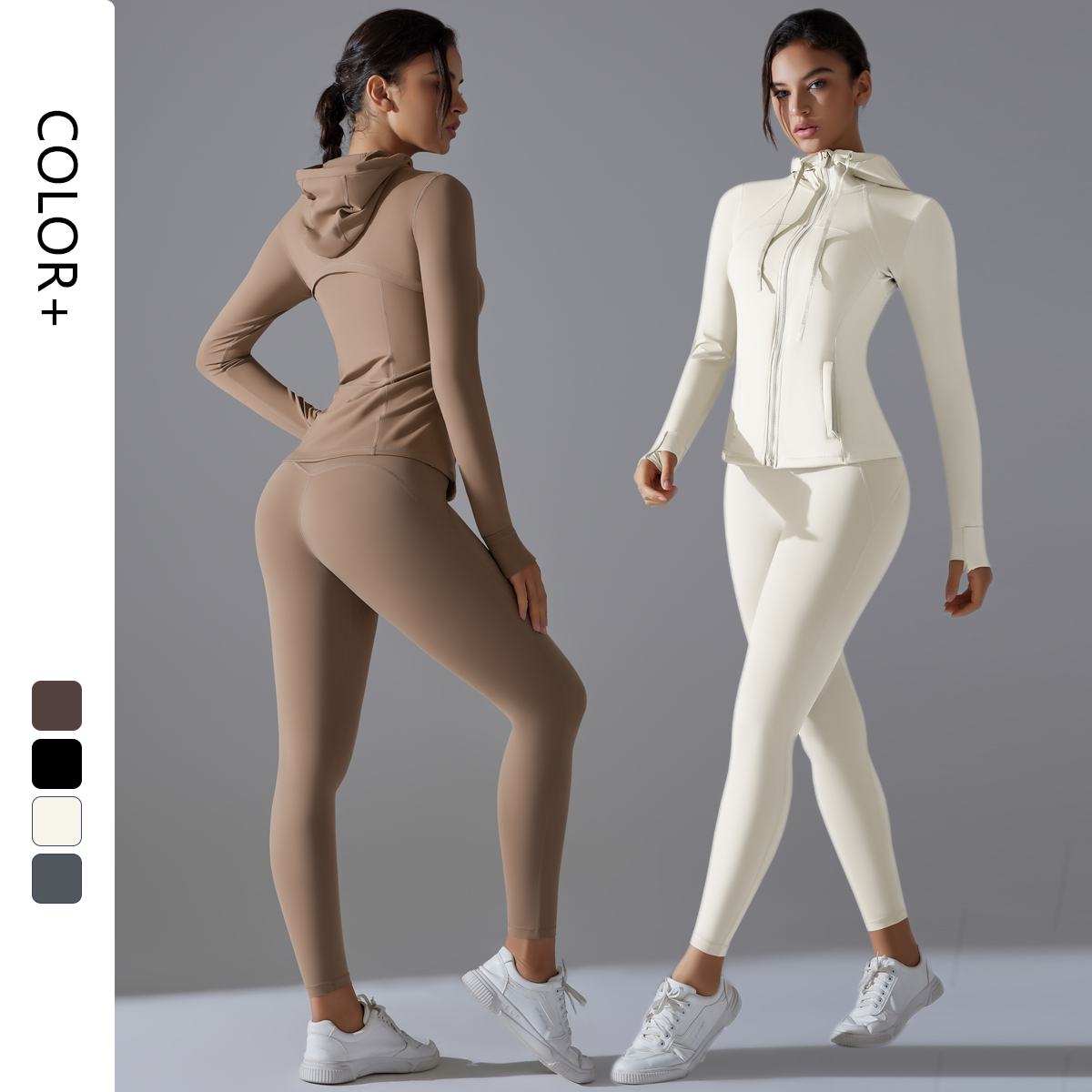 Yoga Sets Antibacterial Fabric Sports Leggings Yoga Zipper Jackets（859）