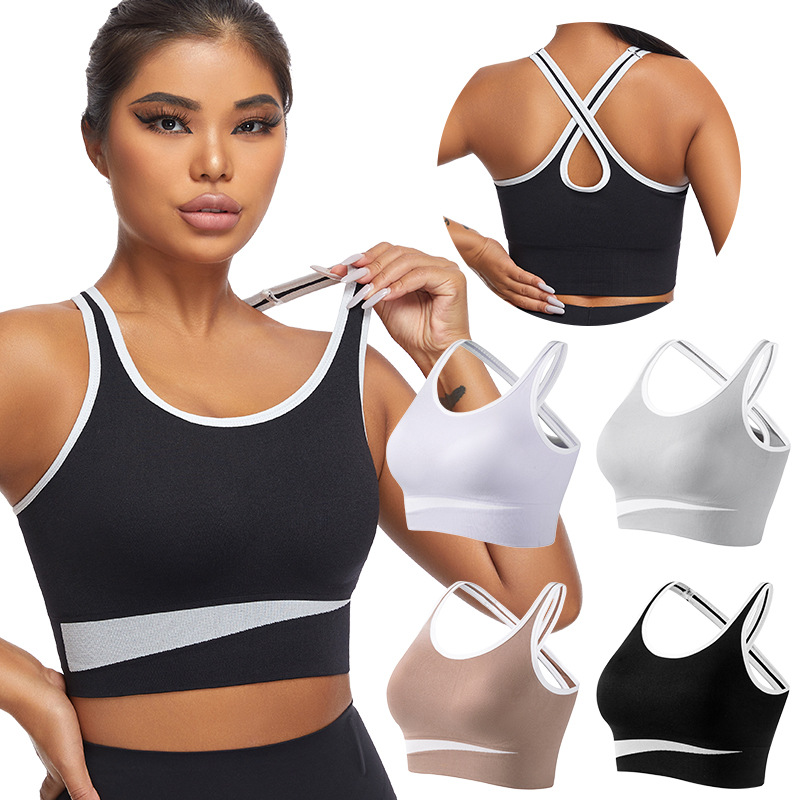 Yoga Bra Colorblock Seamless Full Cup Fitness Sports Bra（186）