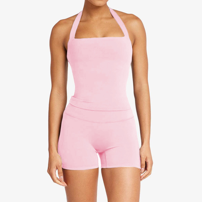Yoga Sets Custom Square Neck Halter Sport Tank Top Shorts（1170）