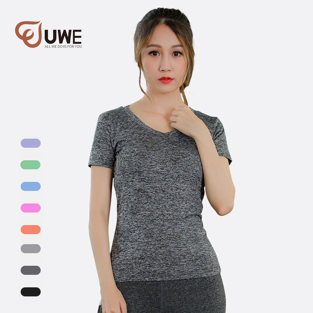 Yoga Top Speckled Compression Gym Wear Short Sleeve（69）